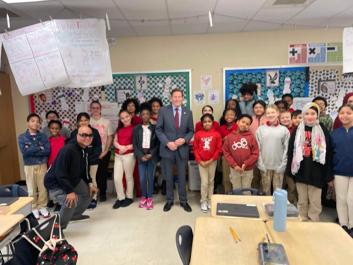 Senator Richard Blumenthal visits fifth grade.